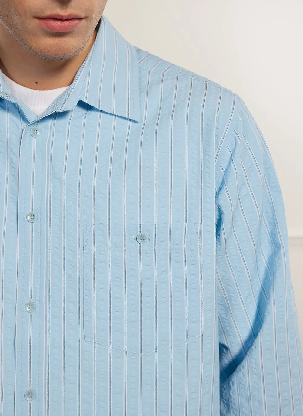 Stripe Pearce Oversized Shirt | Light Blue